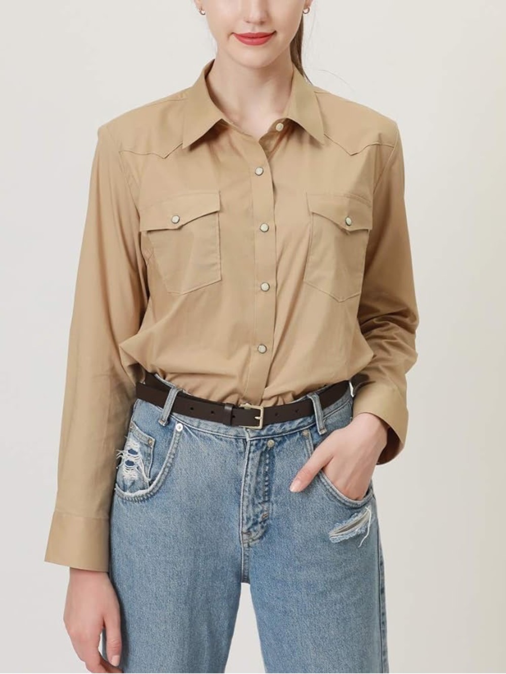 Jones New York Vintage Silk Button-Front Western Shirt